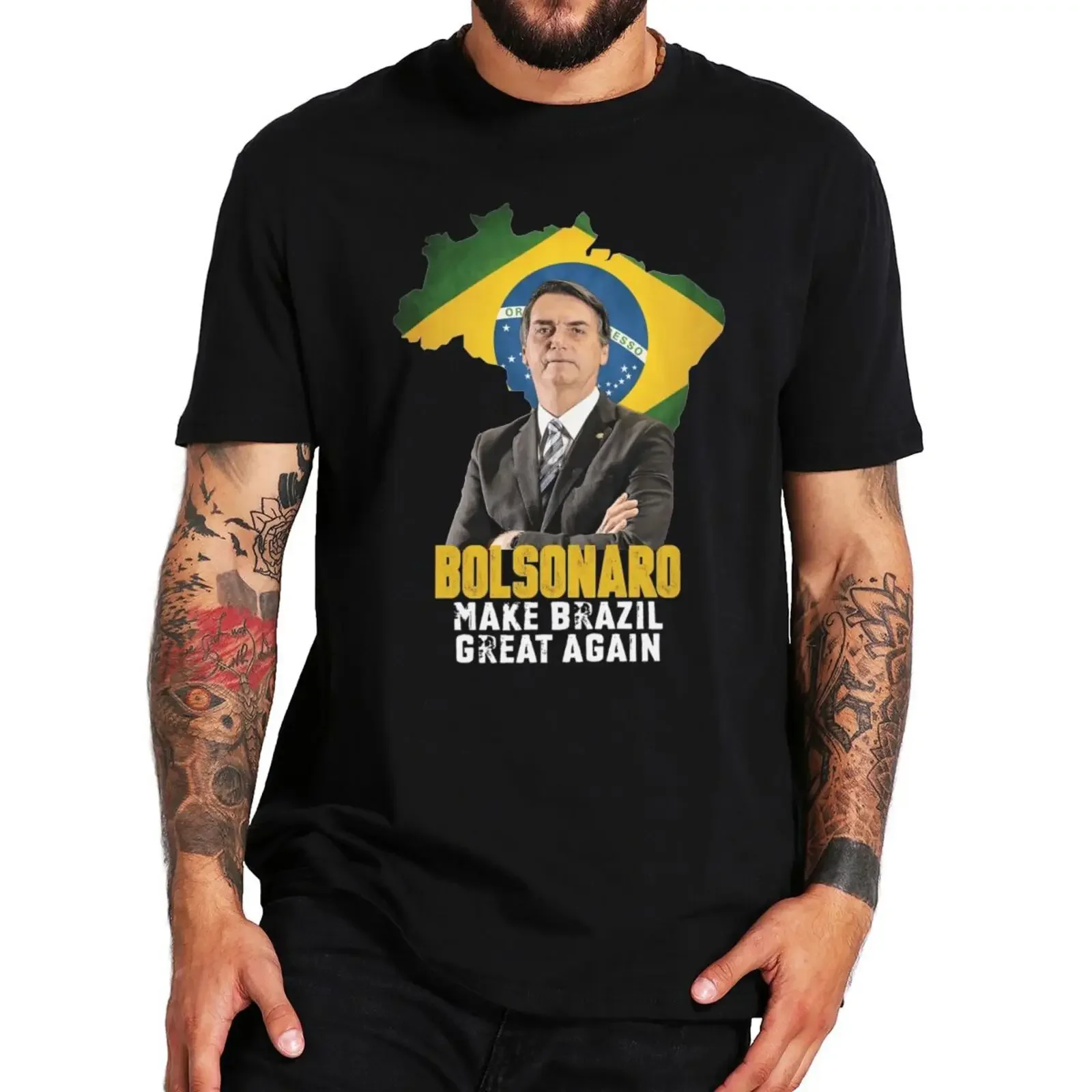 Фото Футболка Sou Nordeste Sou Bolsonaro Presidente Jair Bolsonaro 2022, классическая футболка президента Бразилии, 100% хлопок, европейский размер F №1