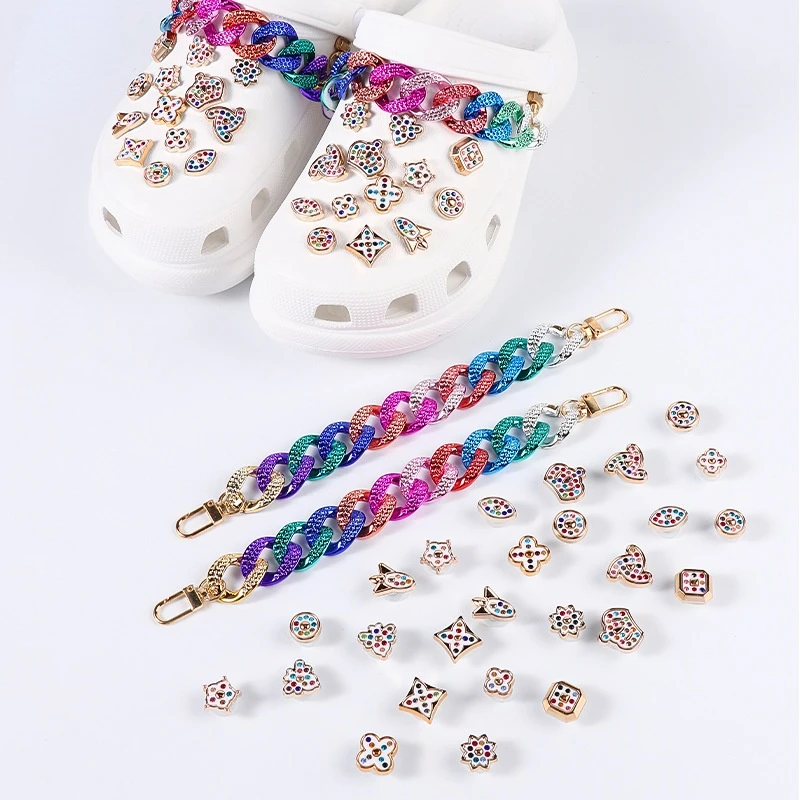 

Adapt To Croc Shoes Accessories Diy Colorful Rhinestone Decoration Shoes Flower Beauty Gift Companion Gift Croc Charms Croc Pins