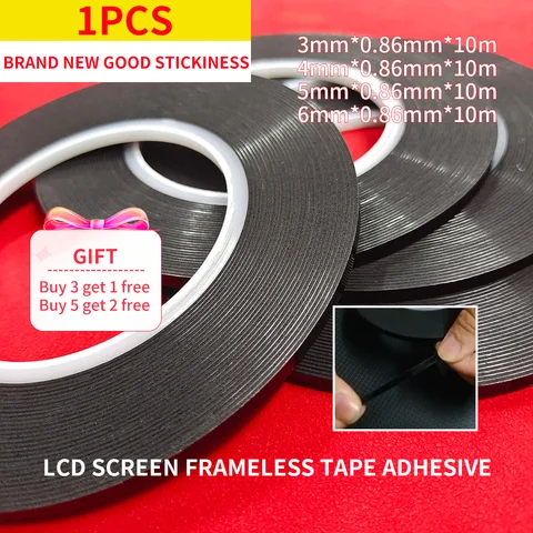 10M 0.86*6mm LCD TV Frameless Black TAPE for LED LCD TV Screen Borderless  Curved Double-sided Adhesive Display 75-98 inches - AliExpress