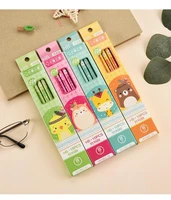 10 pcs cartoon animals round pole leather head hb pencil children regular writing drawing students stationery wholesale