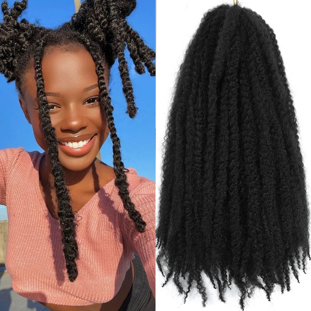 Волосы Омбре Marley для скручивания 18 дюймов Длинные афро кудрявые волосы плетеные