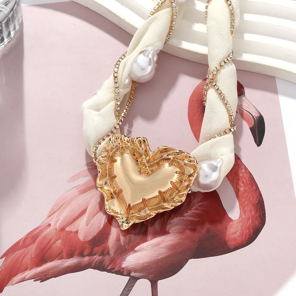 Женский винтажный комплект из колье и сердца с искусственным жемчугом