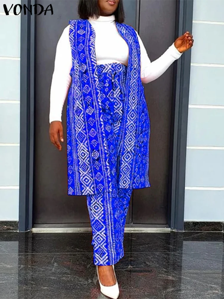 Сексуальные комплекты широких брюк без рукавов 2024 женские модные винтажные топы