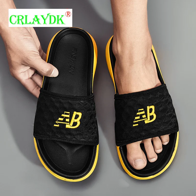 

Модные мужские домашние тапочки CRLAYDK, дышащие, с мягкой подошвой, с открытым носком, Нескользящие летние сандалии для дома и улицы, на плоско...