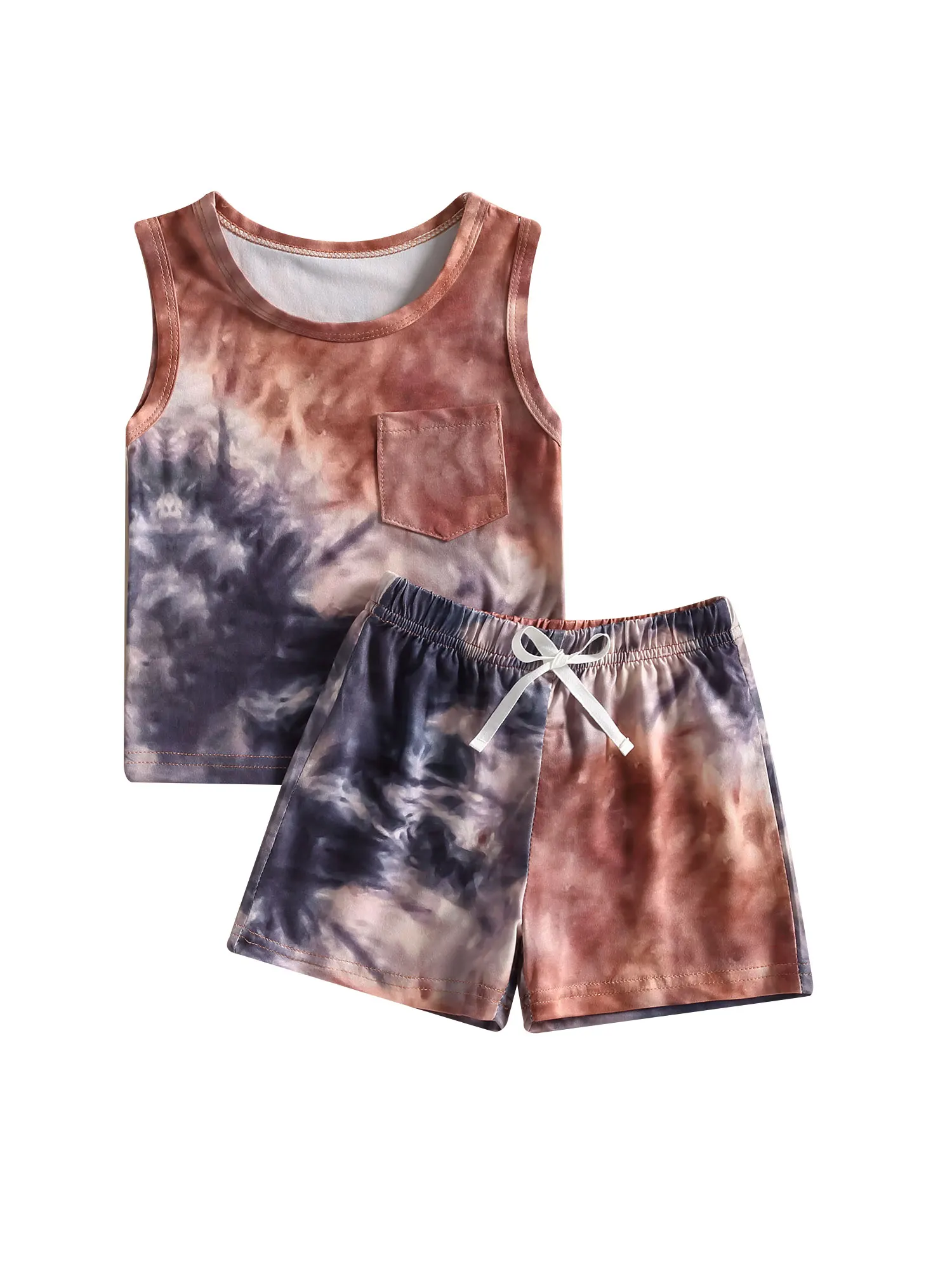 

Toddler Boy Tie-Dye Outfits Summer Baby Boy Tank Tops and Elastic Shorts 2Pcs Clothing Set