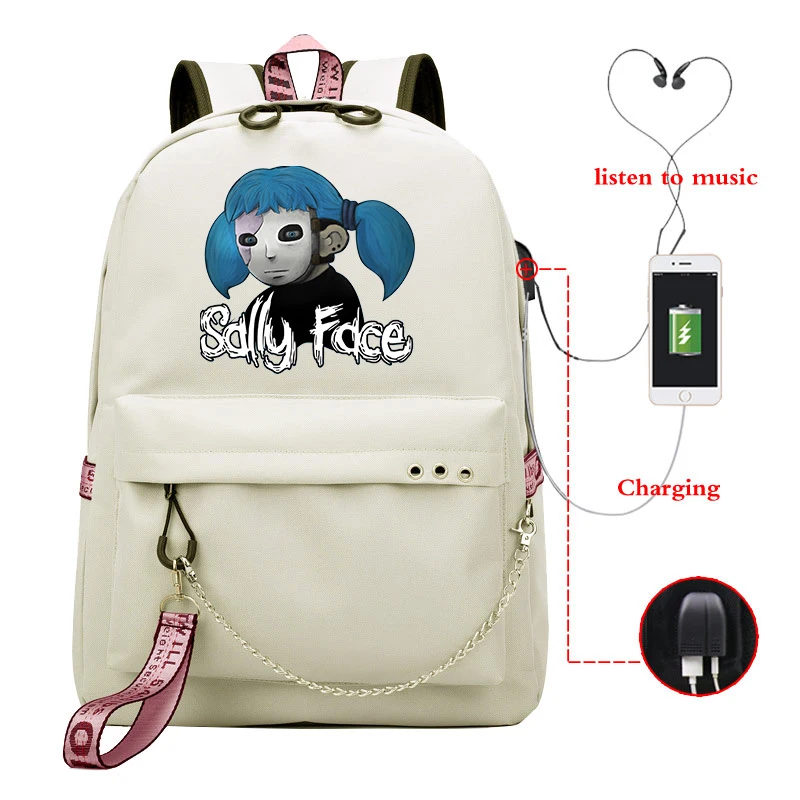 

Sally Face Women Backpacks Back Pack Student Bookbags Reflective Bagpack Girls School Bag Laptop Knapsack Usb Charging Schoolbag