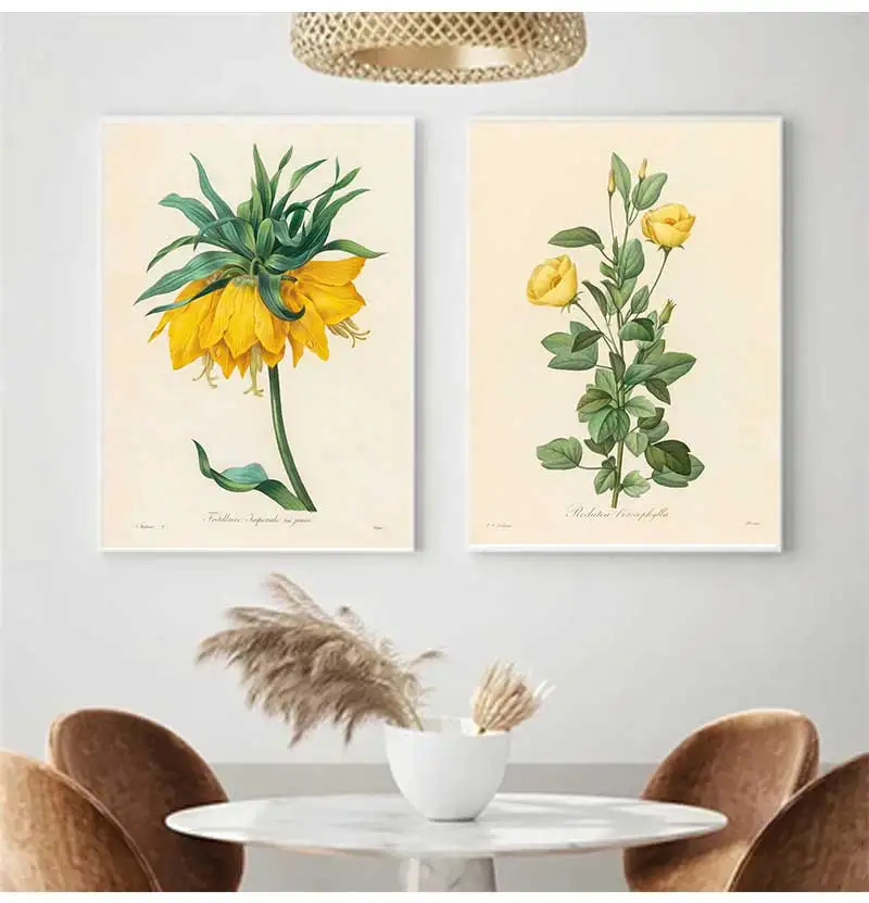 Винтажные постеры и принты садовых пионов роз лилий дикие цветы Картина на