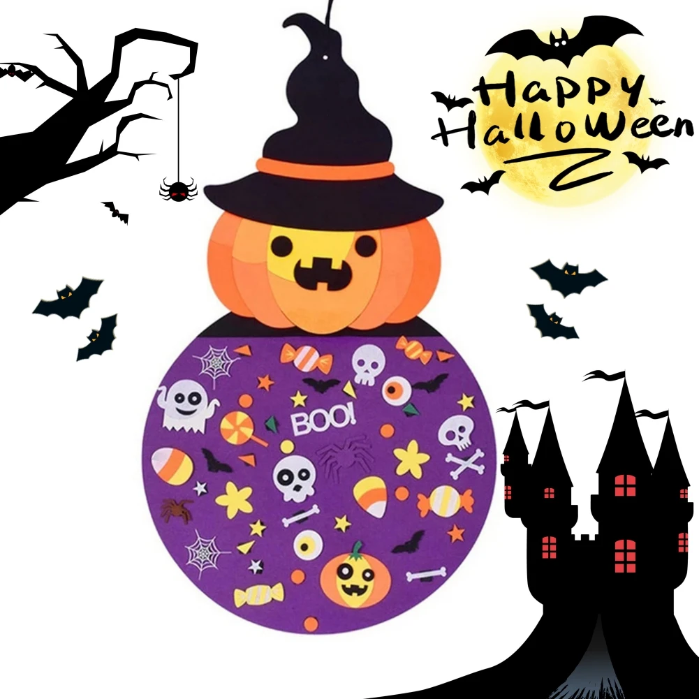 

DIY Halloween Felt Pumpkin Reusable 38x22Inch for Kids Halloween Party Favors Halloween Indoors Outdoors Games