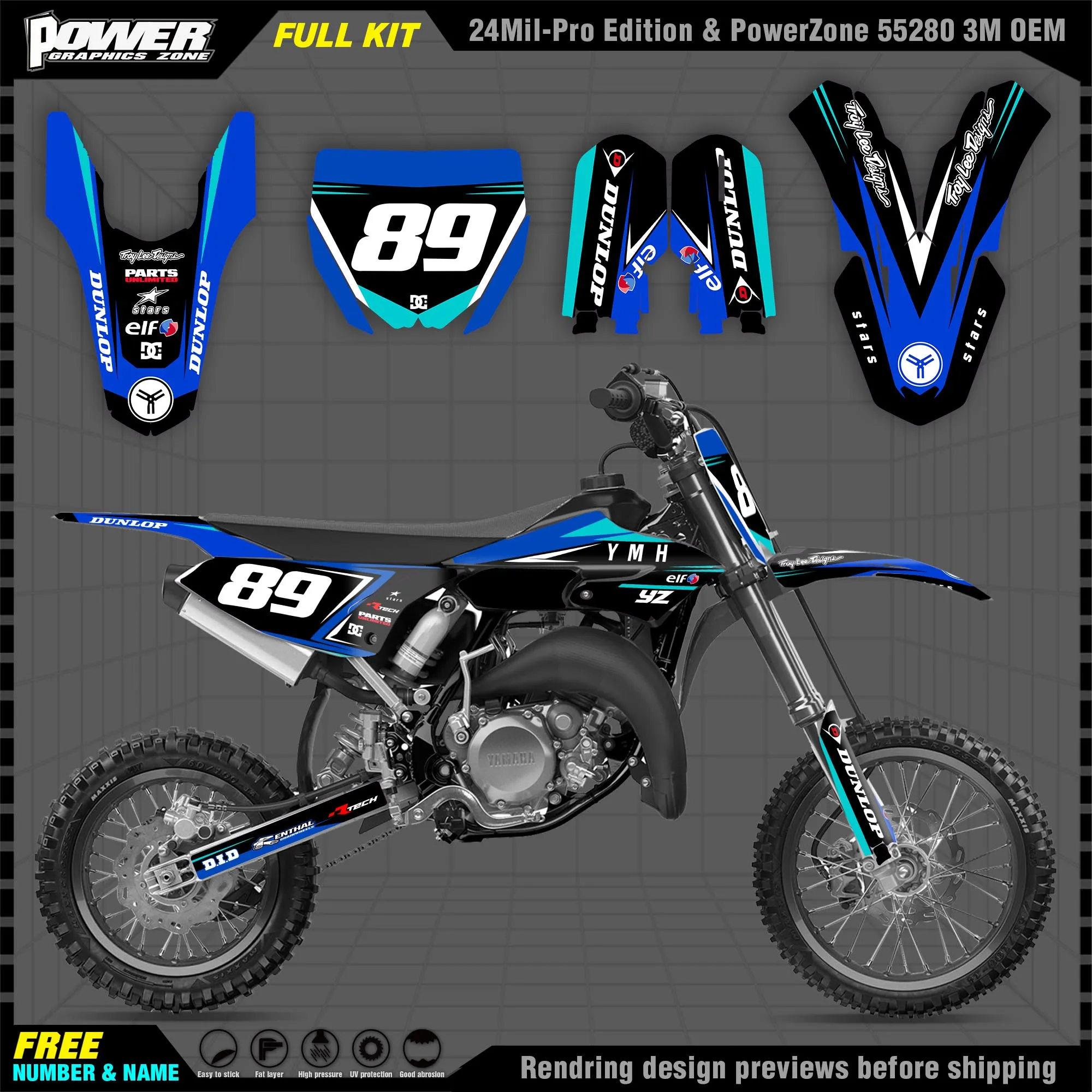 

Персонализированные графические фоны PowerZone Team, наклейки 3M, Набор наклеек для YAMAHA YZ 65 2018-2021, наклейки 002