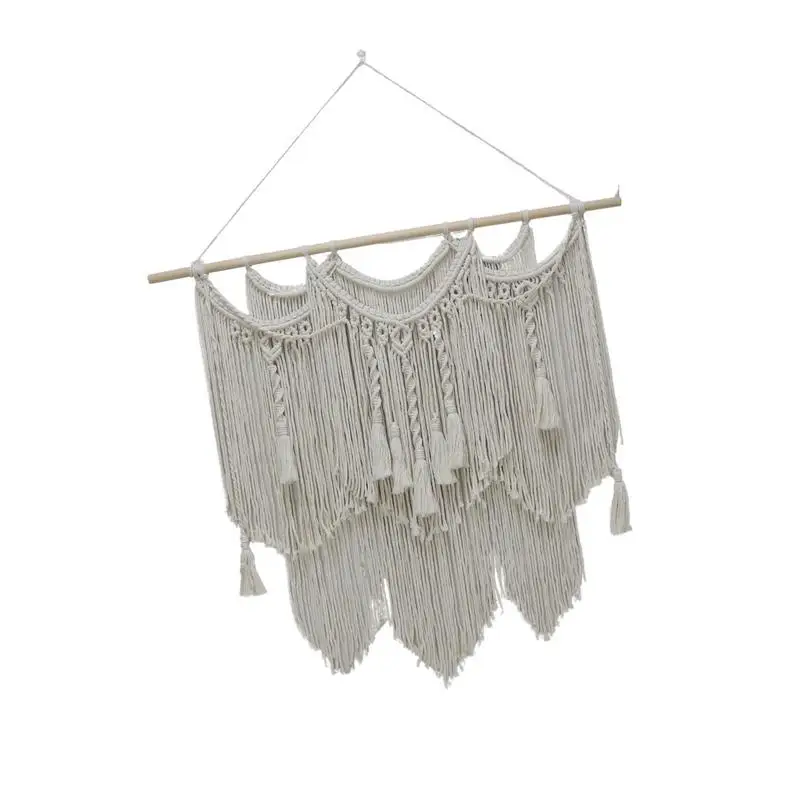 

Boho Macrame Woven Wall Hung Braided Leaves Wall Hung Crafts With Tassels Boho Wall Decor Boho White Hung Woven Rope For Bedroom
