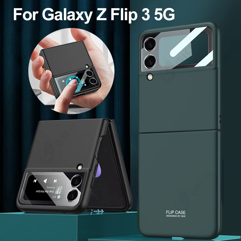 

Оригинальный ультратонкий чехол GKK для Samsung Galaxy Z, флип-чехол с диагональю 3 дюйма, Стеклянный матовый жесткий чехол для Samsung Z Flip3