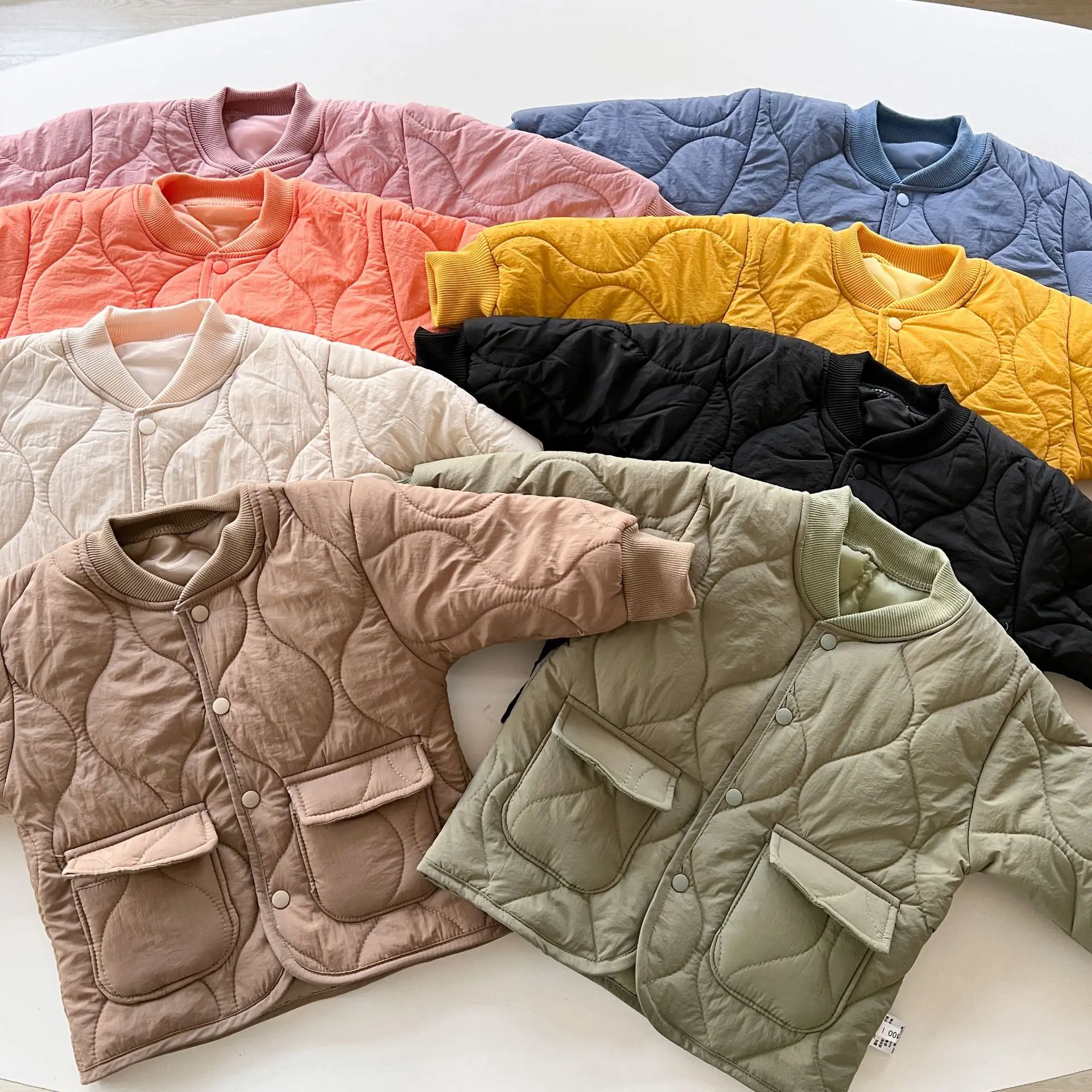 

2022 Autumn Winter New Kid Solid Pockets Coat Set Girl Infant Cardigan Long Sleeve Tops + Pants 2pcs Suit Boy Baby Jacket Suits