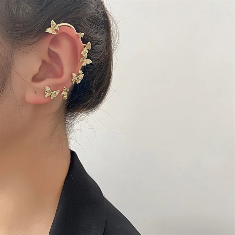 

Fashion Women's Earrings Ear Cuff Fine Sweet Butterfly Snowflake Ear Bones Clip for Women Bijoux Jewelry Ear Clip