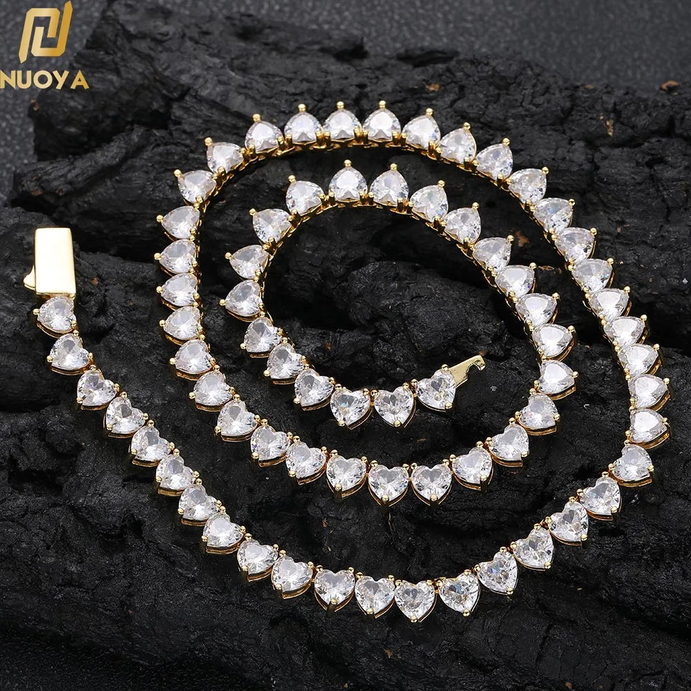 

Hip-Hop 6mm Heart Shape CZ 18k Gold Plating Tennis Chain Iced Out Bling Necklace For Women Gift Fashion Jewelry A token of love
