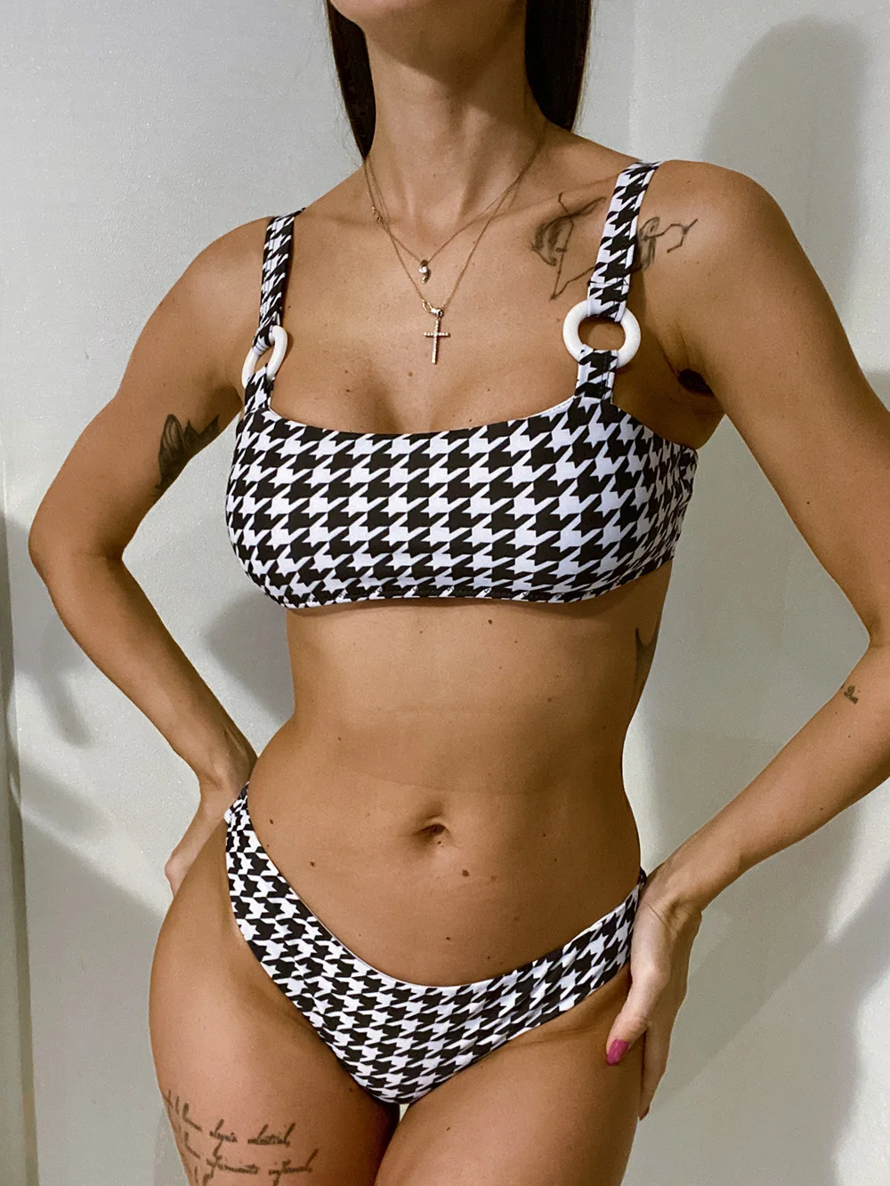2022 женский сексуальный комплект бикини в винтажном ретро стиле черный и белый
