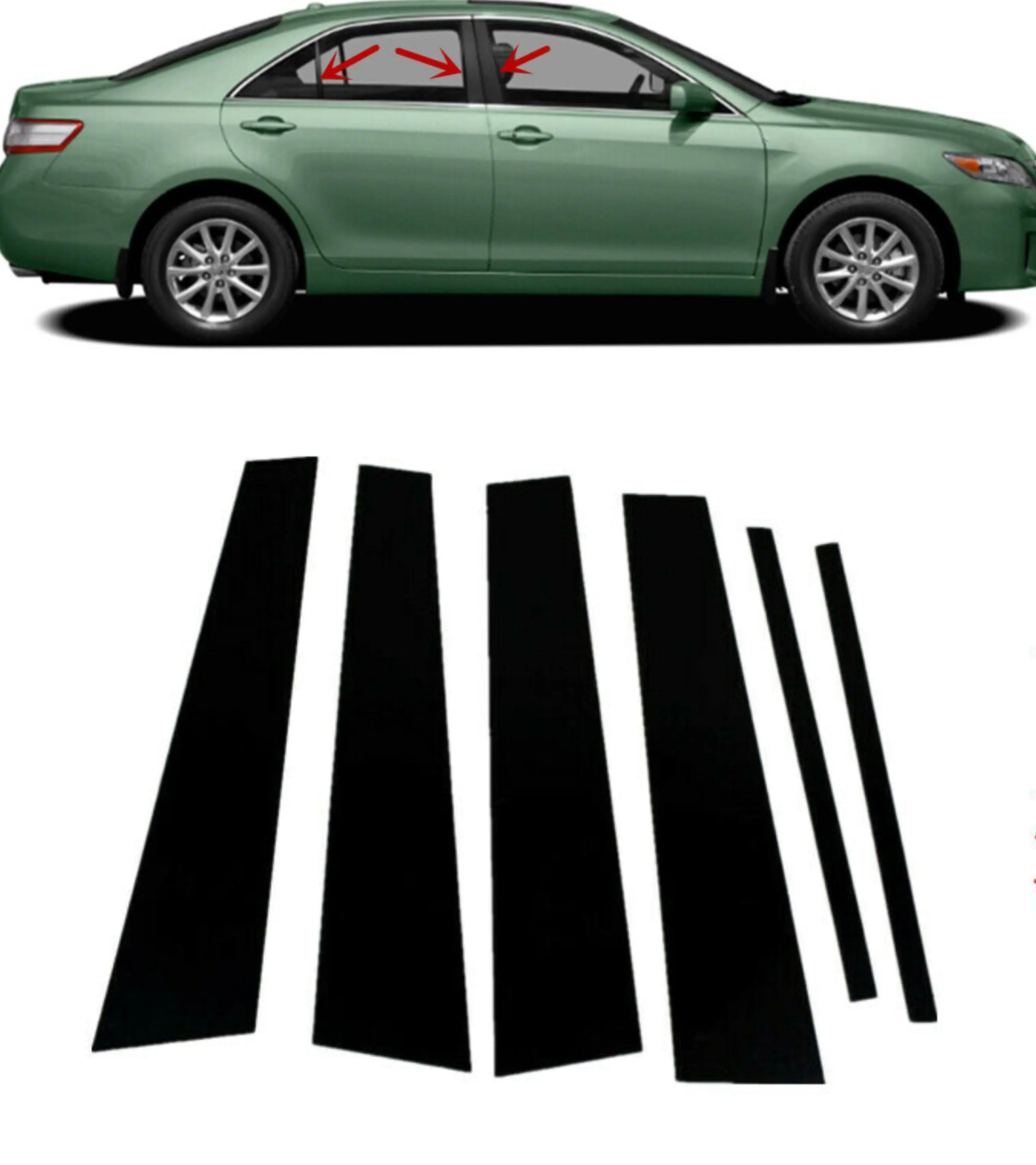 

6 шт. стойки, боковая дверь, окно, накладка для Toyota Camry Sedan 2007 2008 2009 2010 2011, декоративные наклейки на автомобиль