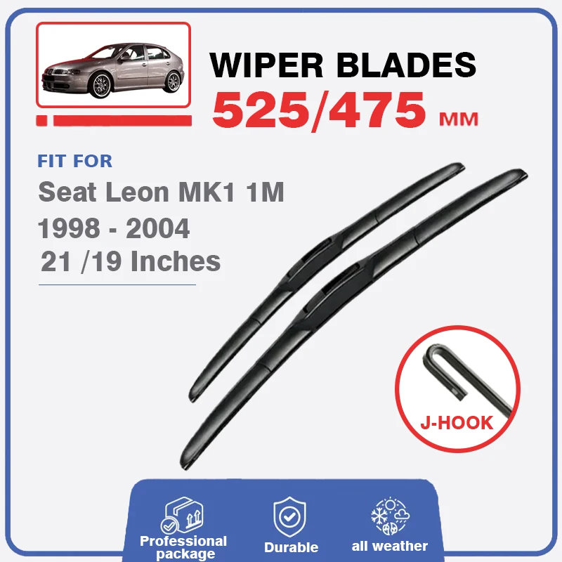 

Car Front Wiper Blades For Seat Leon 1 MK1 1M 1998-2004 21"+19" Window Windscreen Windshield Brushes Auto J Hook Arm Accessories