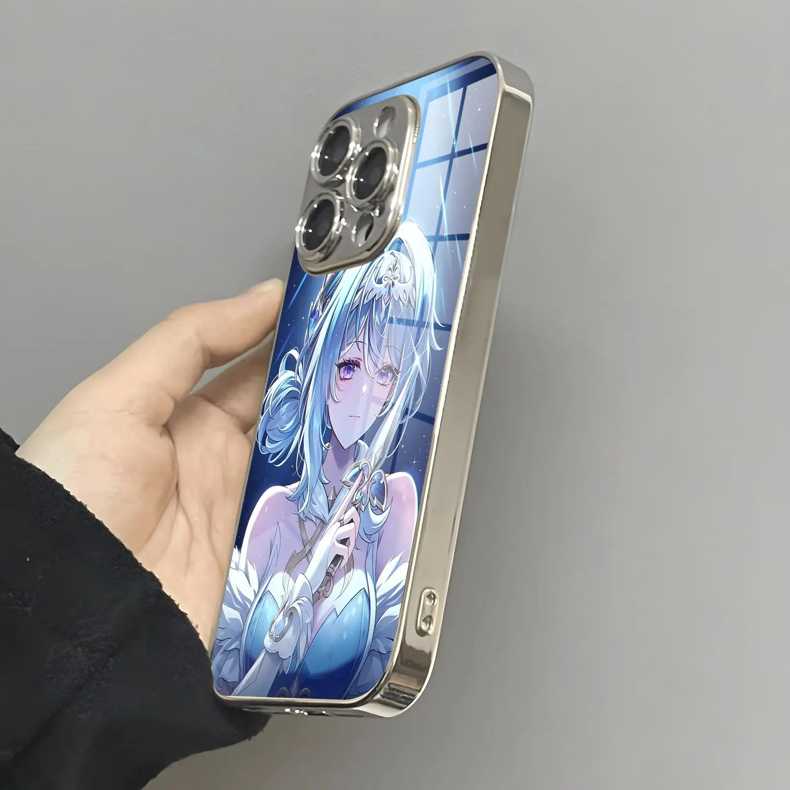 Фото Чехол для телефона Genshin Impact Odette для iPhone 17, 16, 16e, 15, 14, 13, 12 Plus, Mini, Pro, Max, с гальваническим покрытием, стеклянный №4
