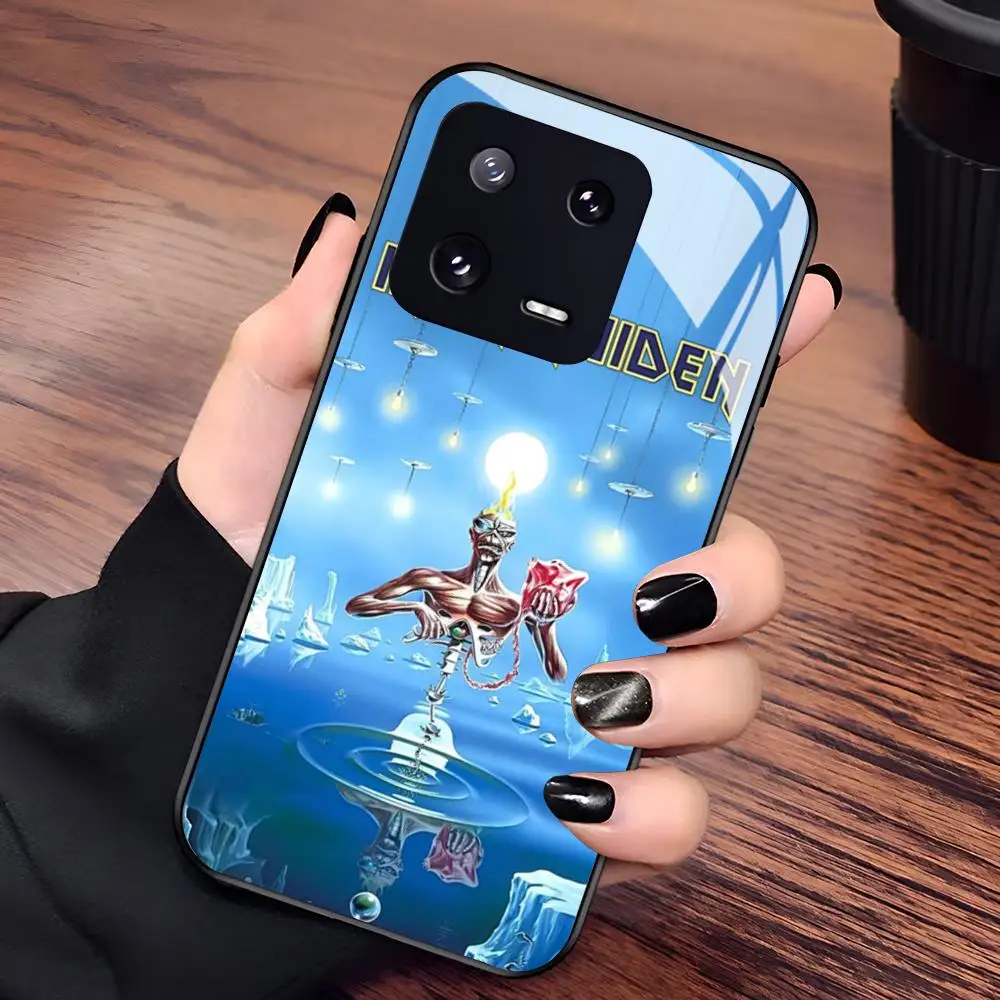 Фото Чехол для телефона Iron R-Rock M-Maiden для Xiaomi 17 15 14 13 12 Mi 11 X T Ultra Pro Lite 5G, черный, стеклянный №2