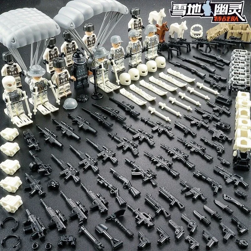 

WW2 Military Special Forces Modern Soldier Police SWAT City Snowfield War Car Weapons Figures Building Blocks Bricks Mini Toys