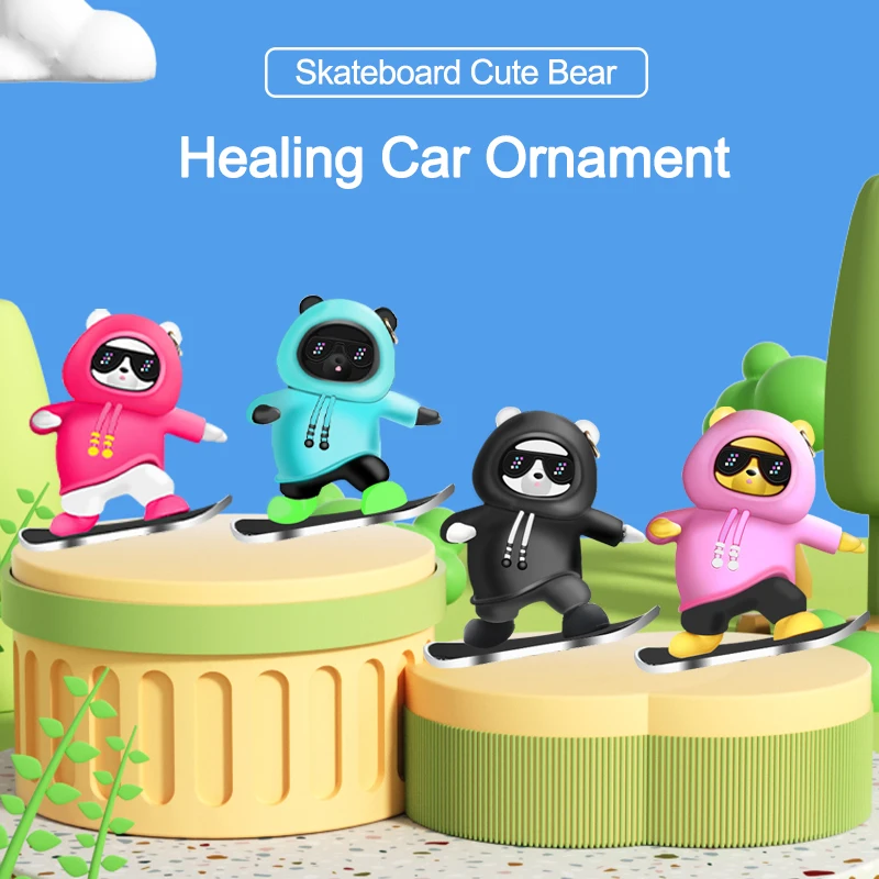 2024 украшение для приборной панели автомобиля скейтборд медведь скользящий