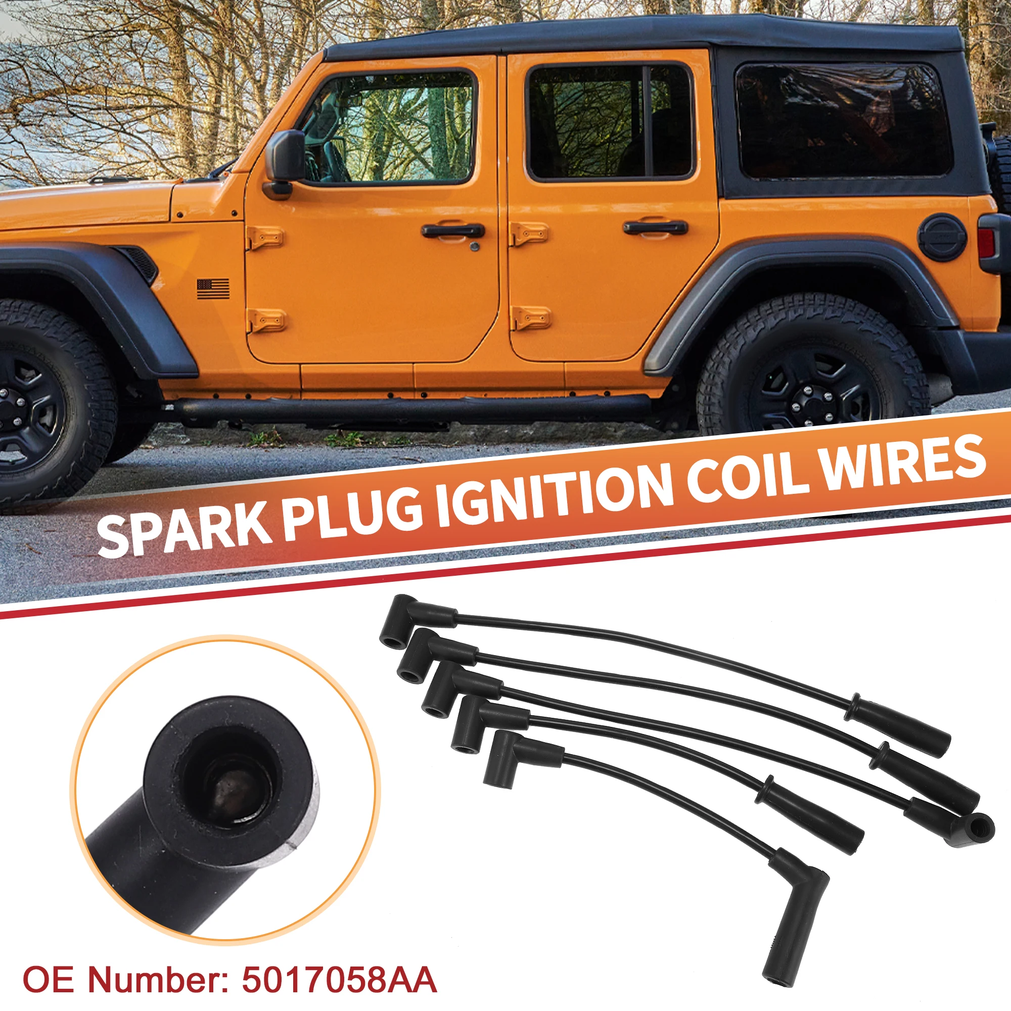 UXCELL 5 шт. Провод свечи зажигания Кабель катушки No. 5017058 АА для Dodge Dakota 96-02