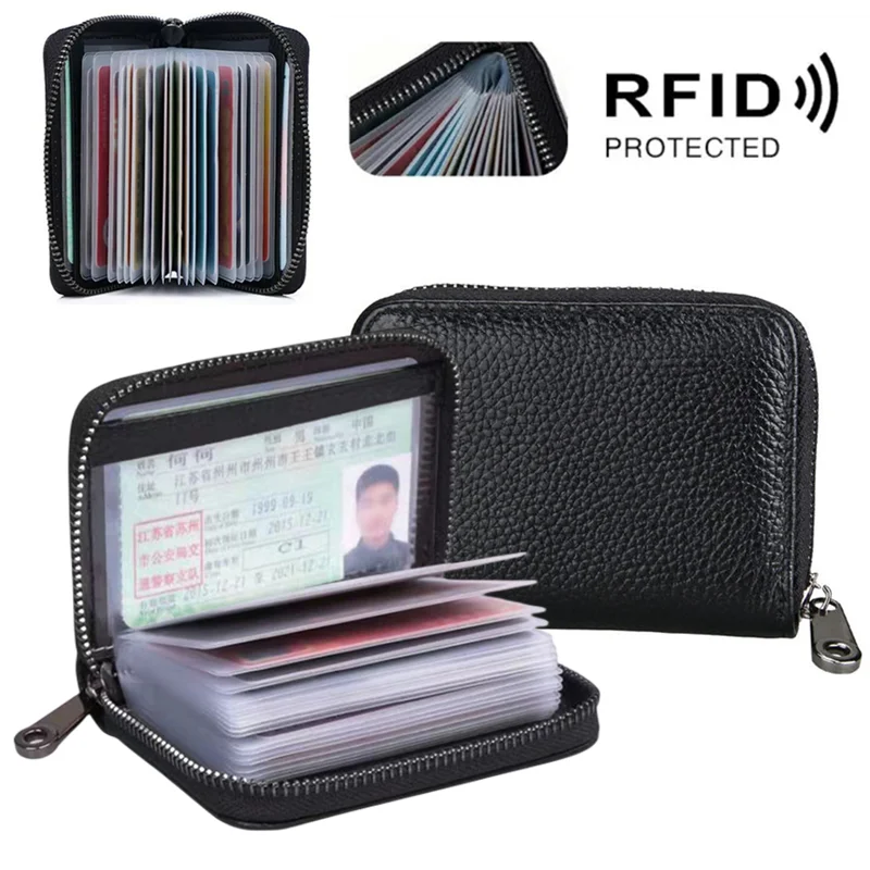 PU Leather 22 Card Wallet For Men RFID Blocking Credit Card Clip Male High Capacity Business Card Holder For Women Change Organi