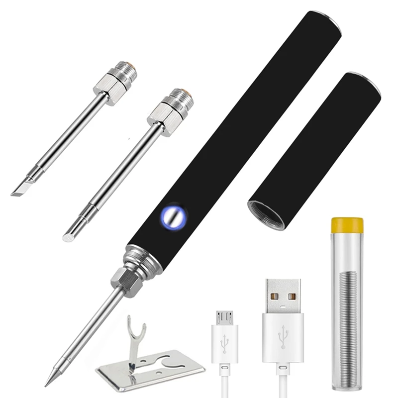 

NEW-Portable Soldering Iron With Cover Mini 5V Rechargeable Wireless Soldering Iron Battery Soldering Iron (Tip-BCK Kit)