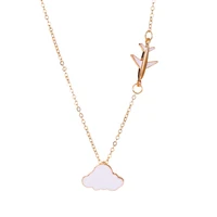 cartoon white cloud aircraft pendant cute gold chain fashion creative necklaces for women simple new sweet gift girl jewelry