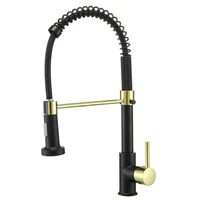 kitchen sink faucets brass mixer water taps hot cold rotatable pull down type spary nozzle black gold single handle deck mount