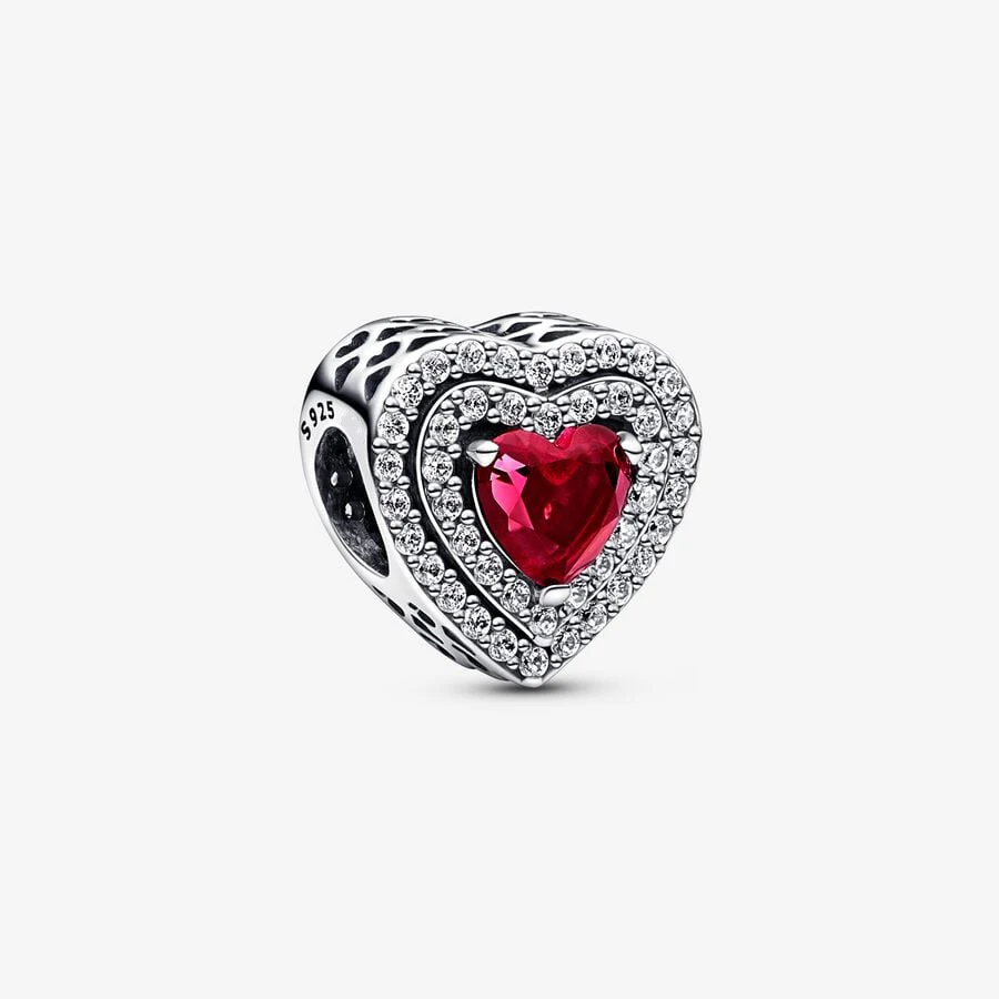 

Sparkling Levelled Heart Charm Fit Original Pan Charms Bracelet & Bangle Charm Pendant Jewelry Berloque