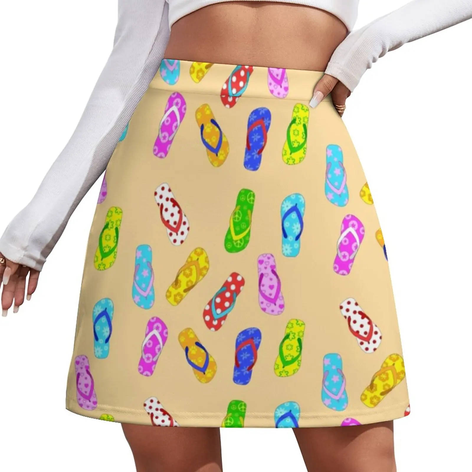 

Юбка для отпуска в стиле поп-арт, винтажная мини-юбка, летняя повседневная юбка с высокой талией и принтом, большой размер 3XL, 4XL