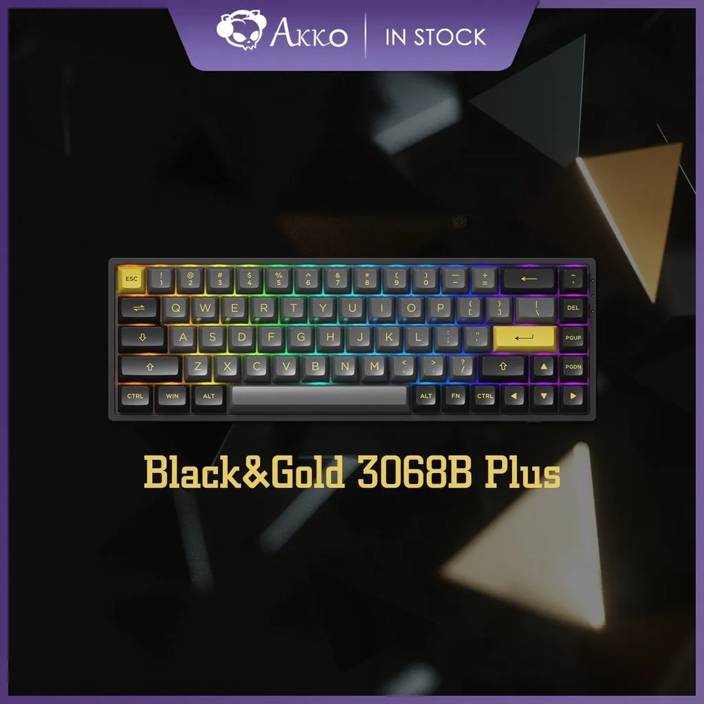 

Akko 3068B Plus Black Gold Multi-modes Wired/BT 5.0/2.4G Wireless RGB Mechanical Gaming Keyboard PBT Doubleshot ASA Keycaps