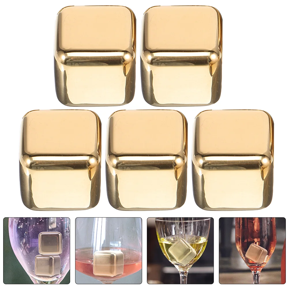 

6 Pcs Metal Ice Cubes Bar Home Whiskey Supply Beer Reusable 304 Stainless Steel