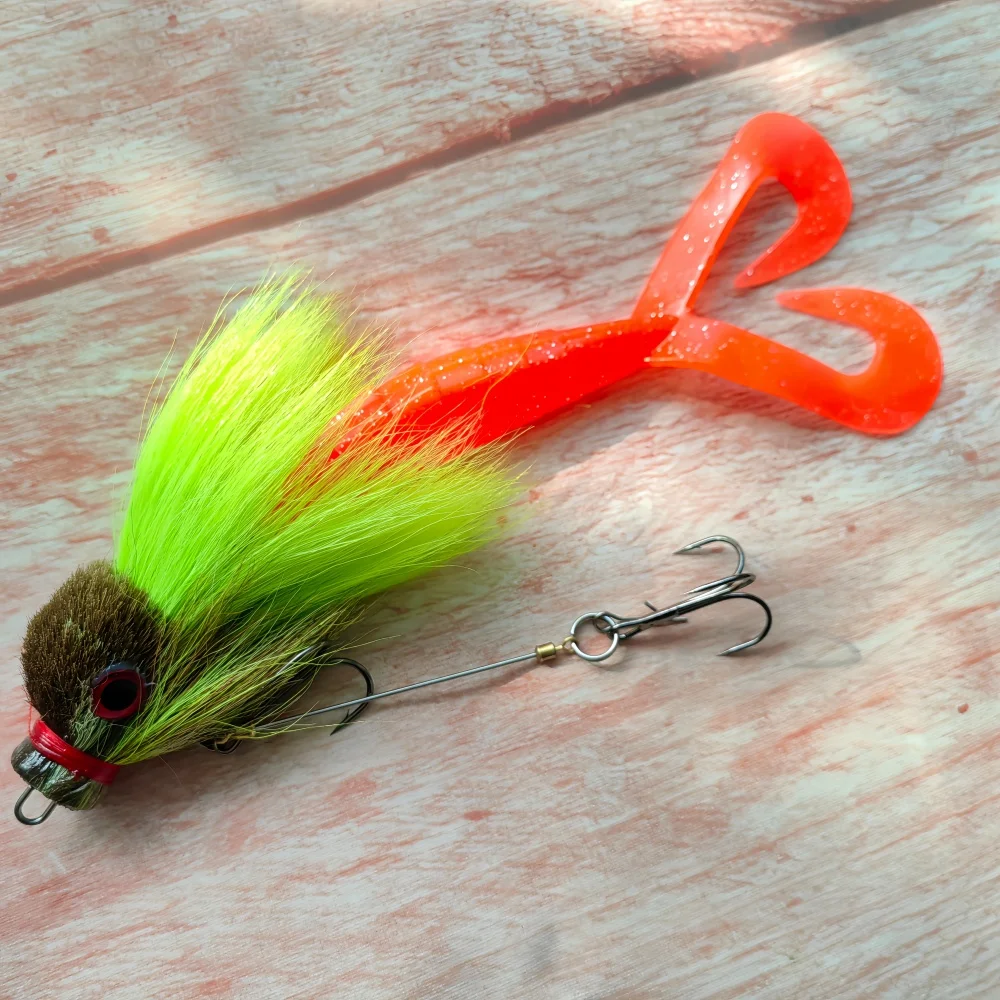 Фото MUKUN Mouse Baby Swimbait Bucktail Mouse Lure Wąsy Rig Muskie Pike Рыбалка Игра Ручная завязка из оленьей шерсти Корпус Твердая снасть №4