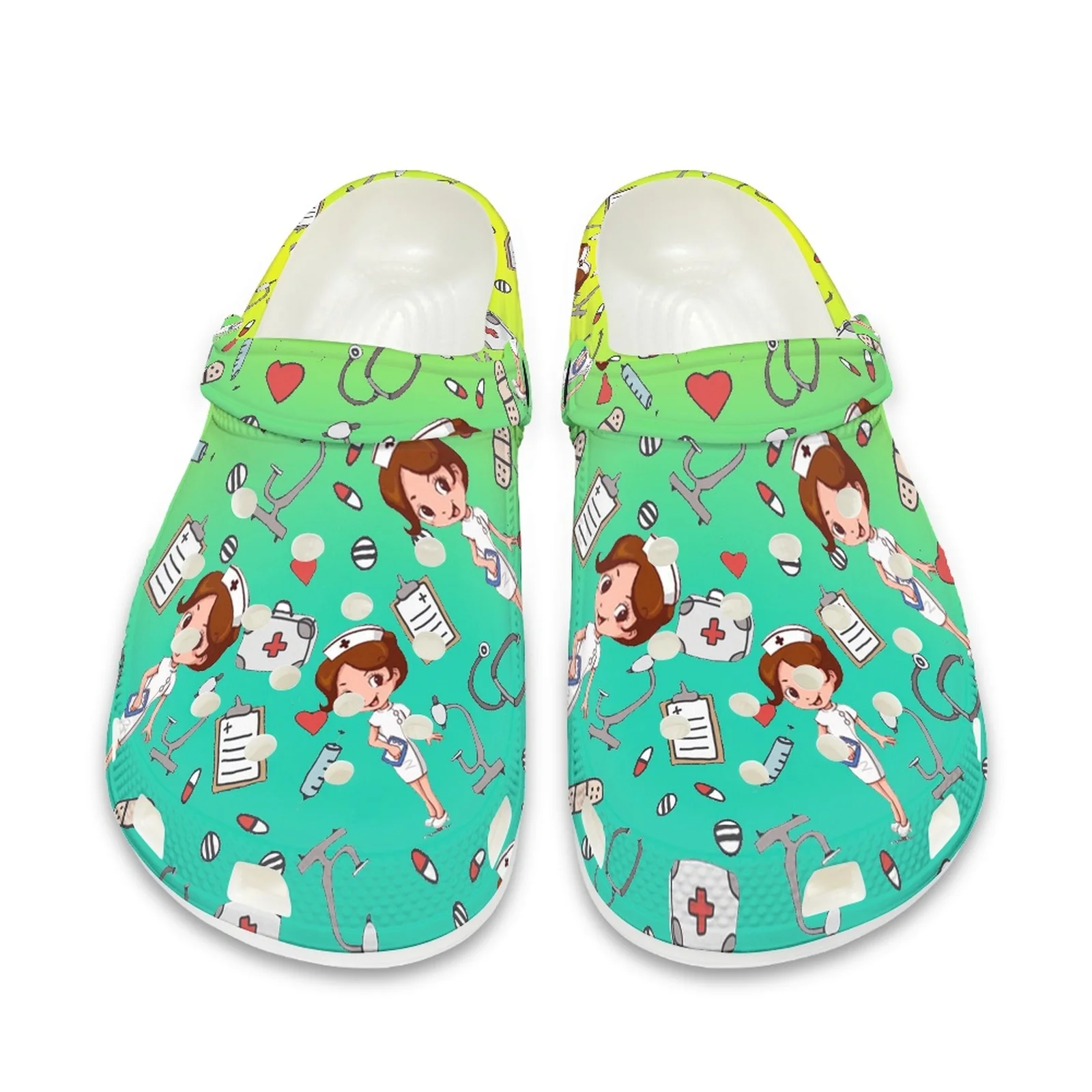 Beliodome Gradient Nurse Medical Design Clogs Garden Shoes for Womens Summer Breathable Slippers Non-Slip Outdoor Beach Sandals