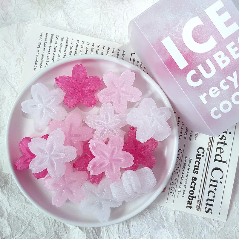 

14 Reusable Ice Cubes, Plastic Ice Cubes, Cherry Blossom Shaped, High Appearance, Chilled Cola Whiskey, Household Ice Balls