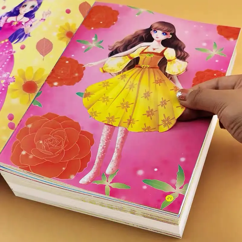 Adesivos de Vestir Anos de Idade Meninas para Melhorar a Concentração dos Desenhos Princesa Adesivos Animados Grande Aberto Adesivo Livro 0-6
