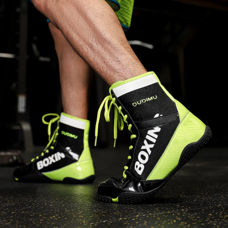 New Unisex Professional Boxing Wrestling Shoes Men's High Top Boxing Training Shoes Comfortable Breathable Fitness Sneakers Men