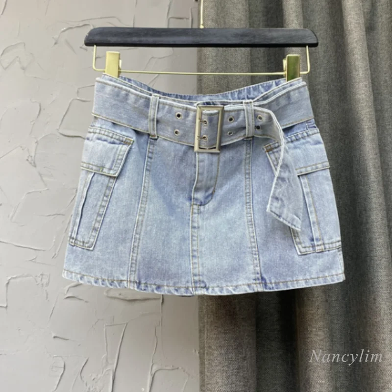 

Женская джинсовая юбка А-силуэта, с заниженной талией