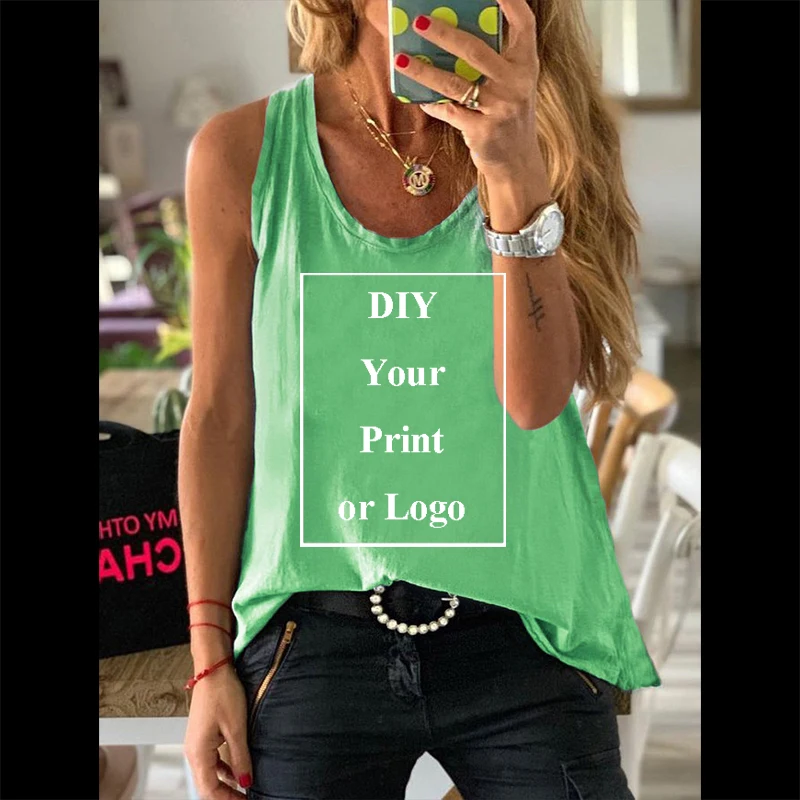 

Summer Women Casual Custom Regular Camisole Female DIY Your Favorite Print or Logo Custom Vest Ladies Fashion Waistcost Tank Top
