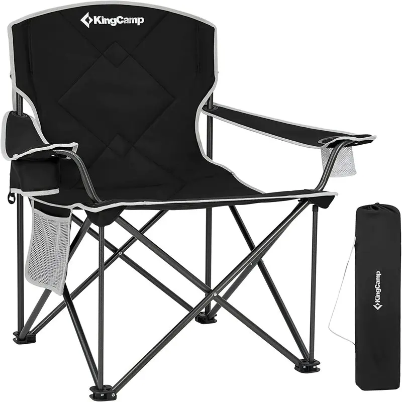 

Camping Chair Heavy Duty Folding Chair for Adults Extra Large Portable Padded Outdoor Chair XL Supports 330lbs Black