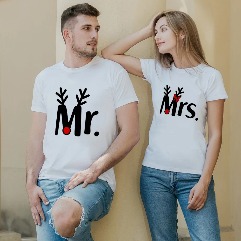 

Lovers Couple T Shirt Women Men Newest Valentines Gift Printing Mrs Mr Couple Summer Matching Clothes for Lovers