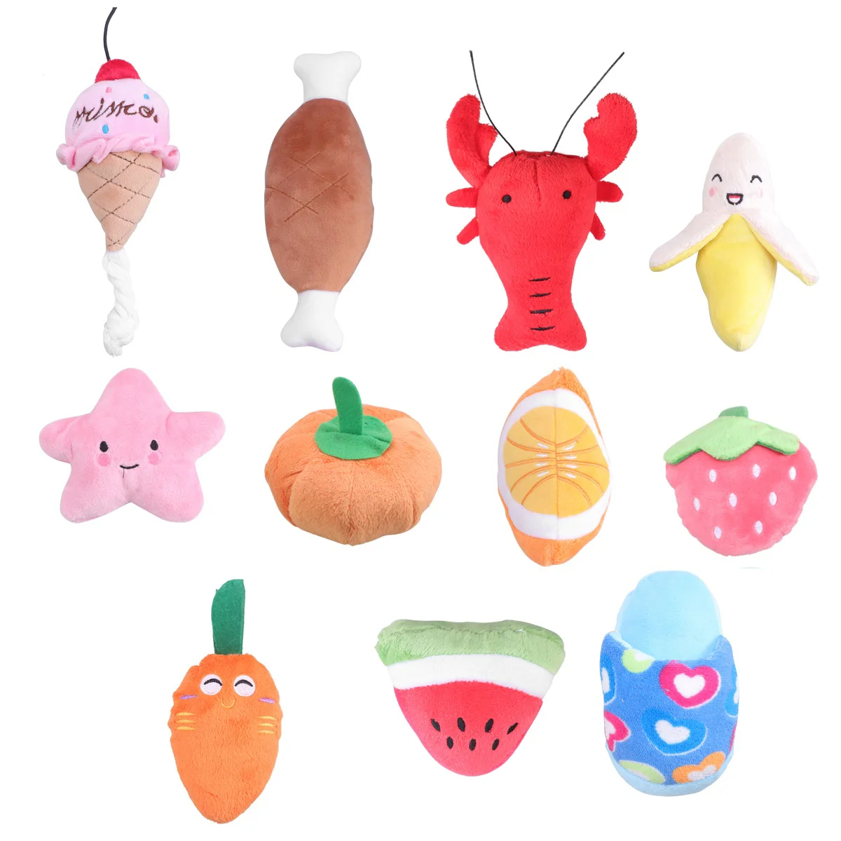 

11pcs Plush Cartoon Dog Toys Set Funny Dog Chew Toys Sound Toys Set for Pets