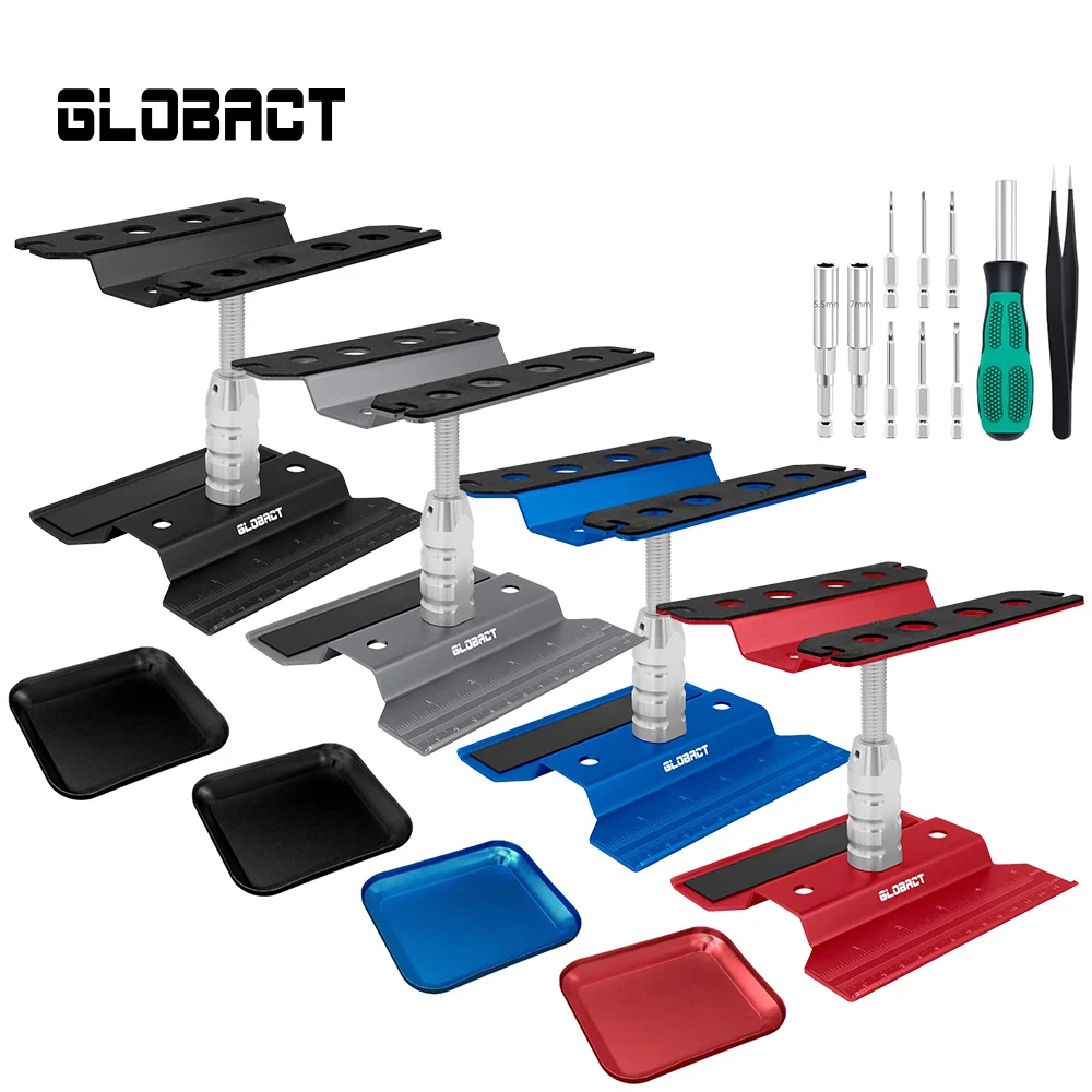 

Globact RC Car Work Stand Repair Hobby Tool Set 360 Degree Rotation Lift Lower with Screws Pallet Screwdrivers