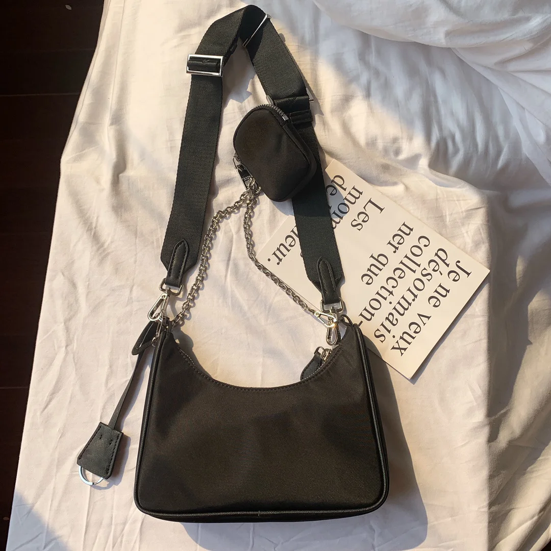 

Lili 2022 сумка-хобо «Три в одном» для подмышек, нейлоновая сумка, сумка через плечо, сумка-мессенджер, женская сумка на цепочке