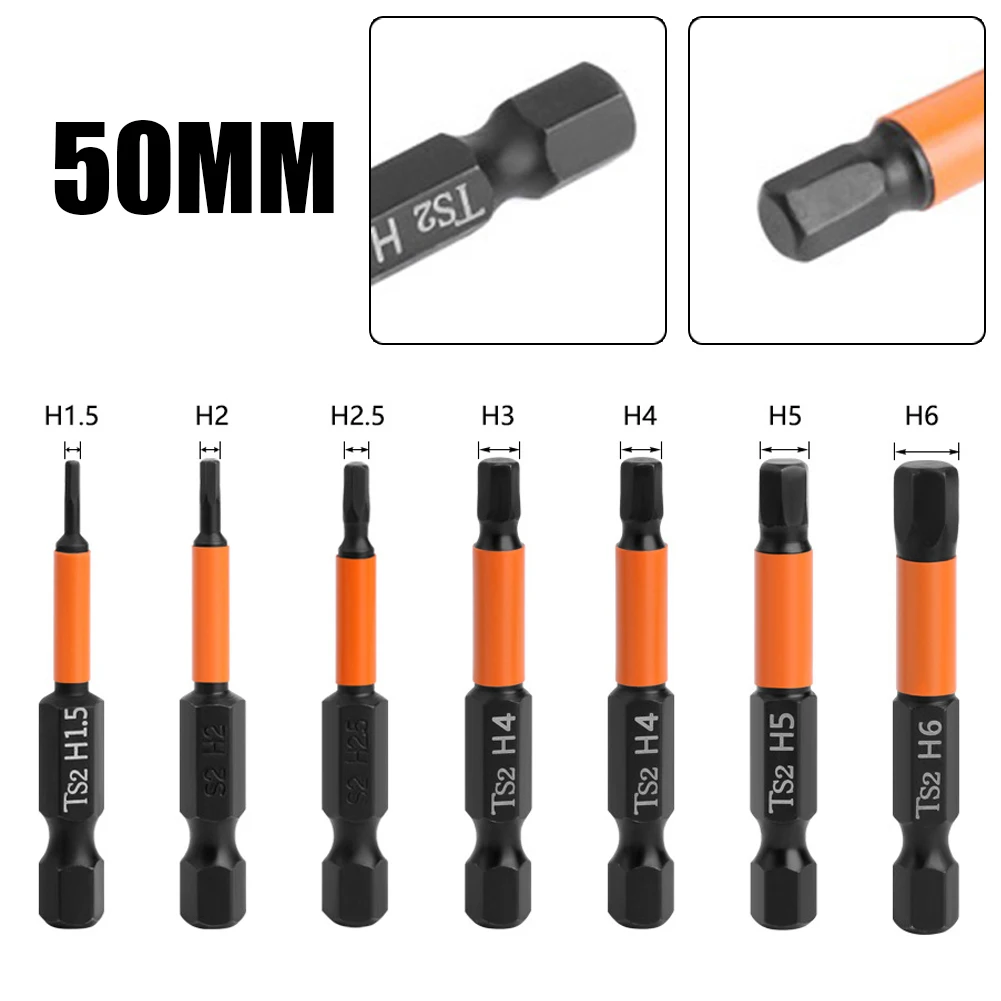 

1pc Magnetic Hex Head Wrench Drill Bit Quick Change Impact Driver Power Drill Length 50mm 1/4" Shank Screwdriver Bit H1.5-H6
