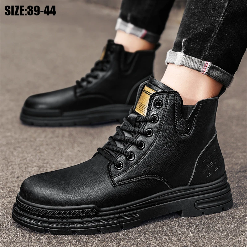 Кожаные водонепроницаемые высокие рабочие ботинки Doc Martens мотоциклетные ретро