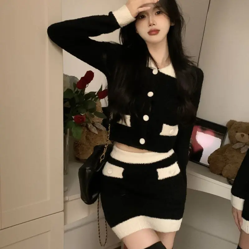 

Make firm offers little air fragrance suit skirt color matching wool cloth with soft nap of French senior feeling winter milk tw