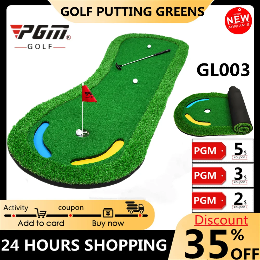 PGM Original Golf Artificial Green Putter Practicer Portable Version Golf Practice Blanket 95x300cm Indoor Sports Kit Pad GL003